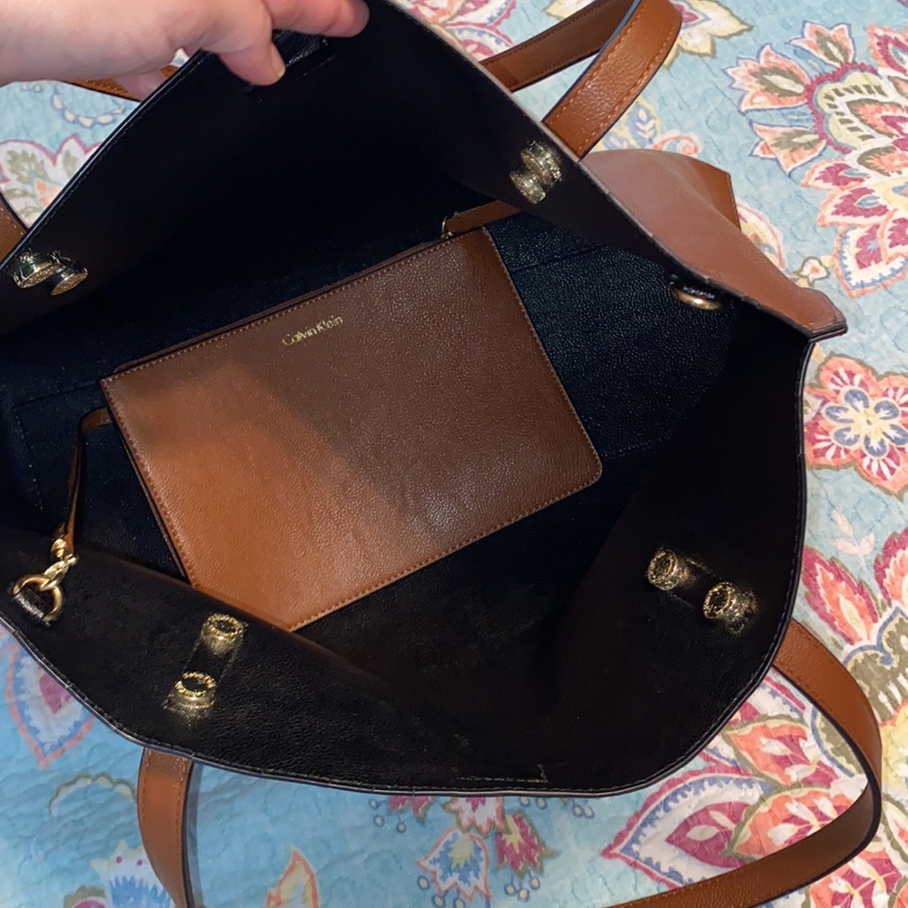 Calvin Klein Faux Leather Tote with Clutch Bag - Picture 3 of 17
